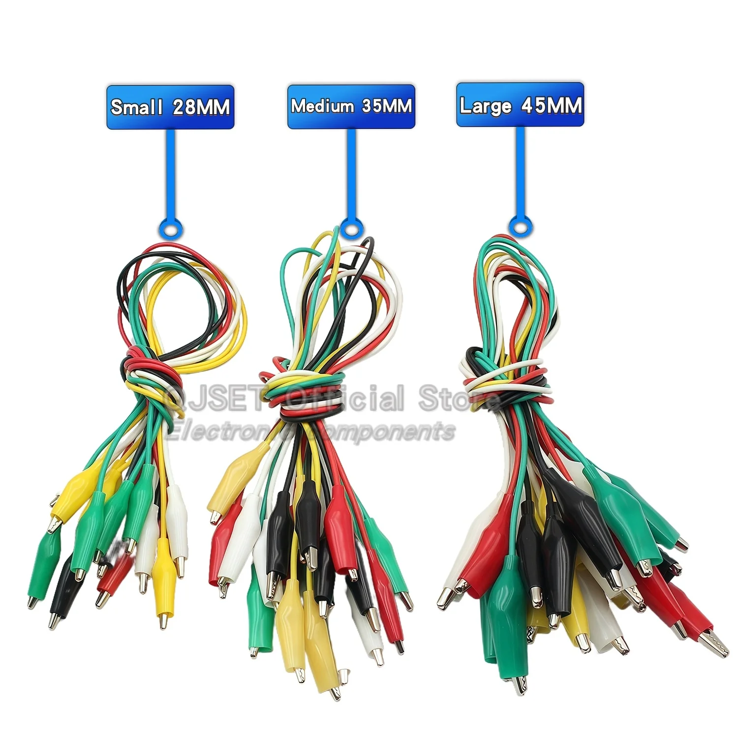 10개 50cm 클립 번호 28MM/35/45mm 와이어가 있는 앨리게이터 클립, 전기 앨리게이터 클립용 앨리게이터 클립이 있는 점퍼 와이어