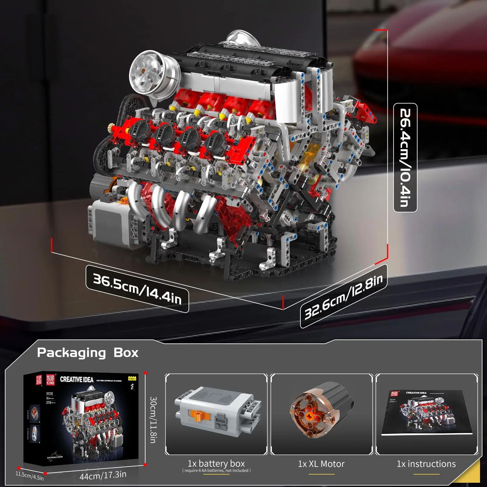 Molde rei 10130 v8 kit modelo de motor 2718 pçs supercar motor crianças adolescentes diy haste brinquedos blocos de construção conjunto adultos coleção presente