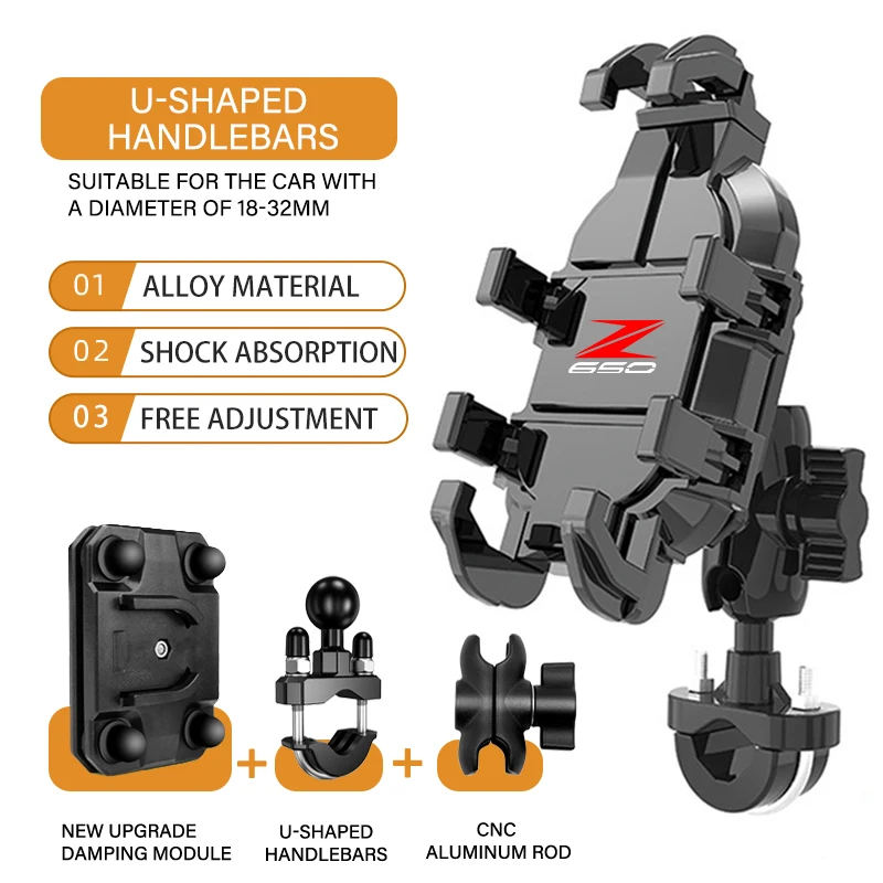 

Аксессуары для KAWASAKI Z400 Z900 Z800 Z750 Z650 ZZR, подставка для телефона, держатель для мотоцикла 360 ° Вращающийся ABS Регулируемый