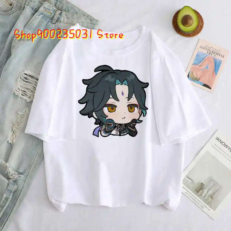 

Cartoon Genshin Impact T-shirt Women Cute Hu Tao Funny Tshirt Streetwear Zhong Li Kawaii Anime Graphic T Shirt Top Tees Female