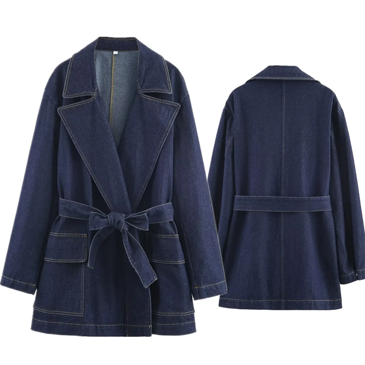 

Dave&Di Winter Long Coat Nordic Minimalist Denim Jacket Women's Jacket Woman Clothes Tops Ropa mujer Blazer Woman