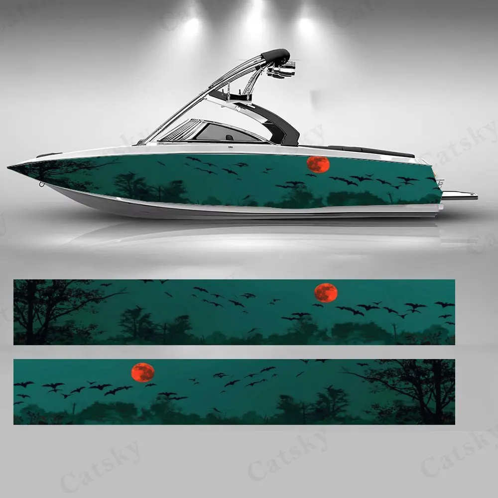 

Moonlit Bats Boat sticker vinyl ship pontoon deck Boat fishing decorative pontoon boats decal