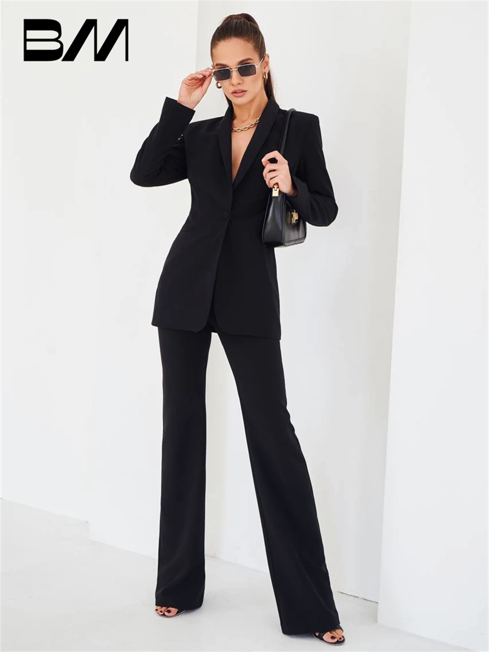 

Women's Monochromatic Two-Piece Suit Set, Blazer with Trousers, Long Sleeves, Fashion Tuxedo, Office Outfit customized