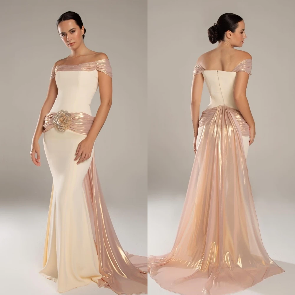 

Customized Chiffon Pleat Applique Temperament Off-the-shoulder Mermaid Long Dresses Bespoke Occasion Celebrity Elegant Party