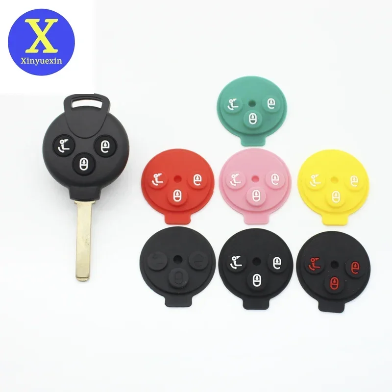 Xinyuexin 3 Buttons Silicone Pad Remote Key Shell Case for Mercedes-Benz Smart Fortwo 451 2007-2013 Car Accessories