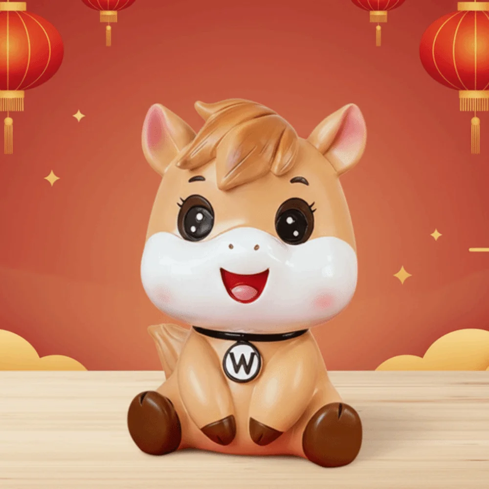 กระปุกออมสินรูปม้า ป้องกันการตกแตก รุ่นการ์ตูนม้า ความจุขนาดใหญ่ ของตกแต่ง