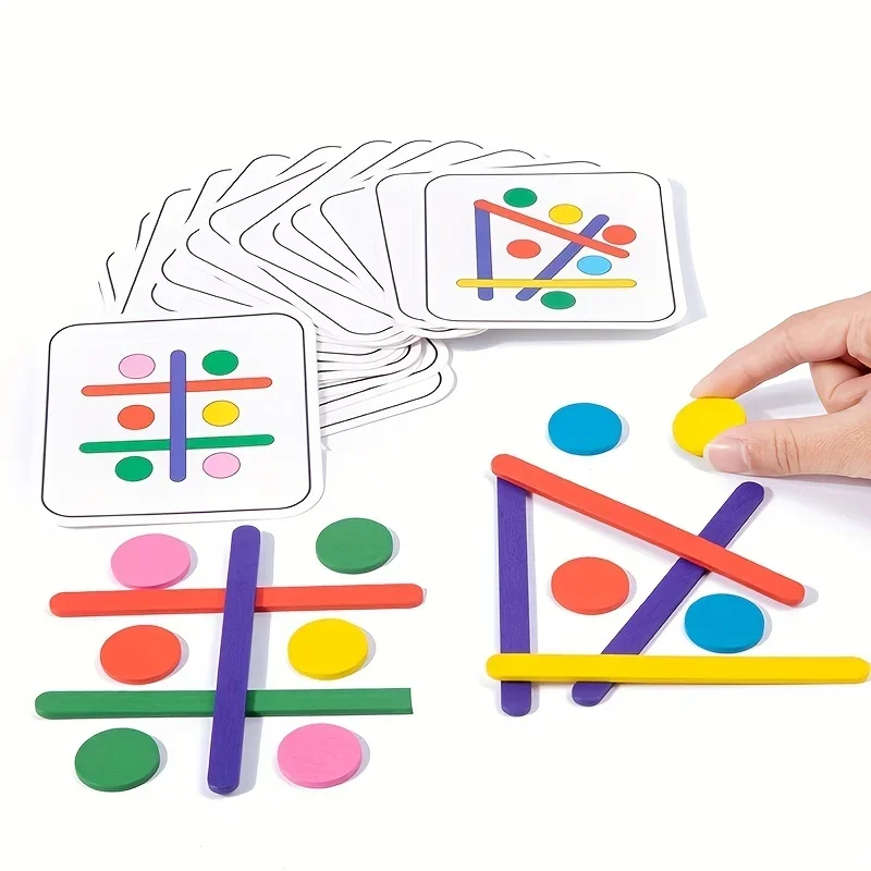 Montessori Math Puzzles for Toddlers - Wooden Match Sticks Travel Game with Teaser Challenges and Educational Benefits GIFT