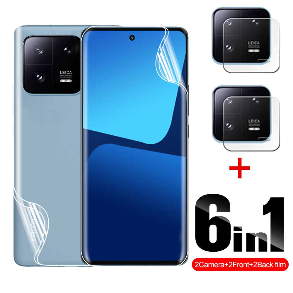 6in1 frente para trás filme de hidrogel para xiaomi 13 pro 6.73 protector protector protetor de tela de lente da câmera xiami 13pro mi13 xiaomi13 pro mi13pro capa