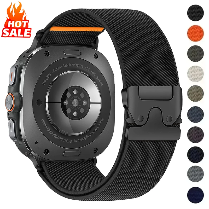 Elastisches Nylon-Schlaufenarmband für Samsung Galaxy Watch Ultra 47 mm, Armband für Galaxy Watch 8 40 mm 44 mm 8 Classic 46 mm Band-Armband