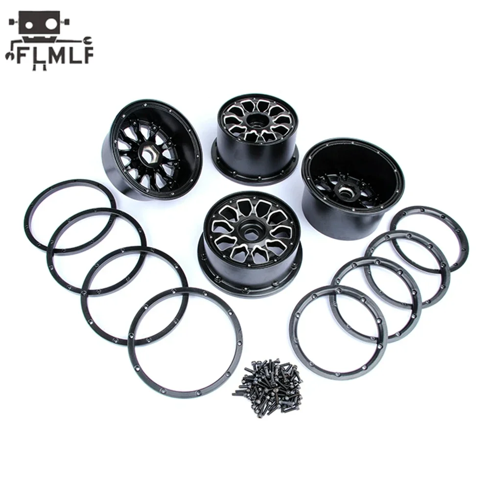 Metal Wheel Hubs with Beadlocks Ring Set for 1/5 Hpi Rofun Rovan Km Mcd Baja 5B SS 5T 5sc Truck Rc Car Toys Parts