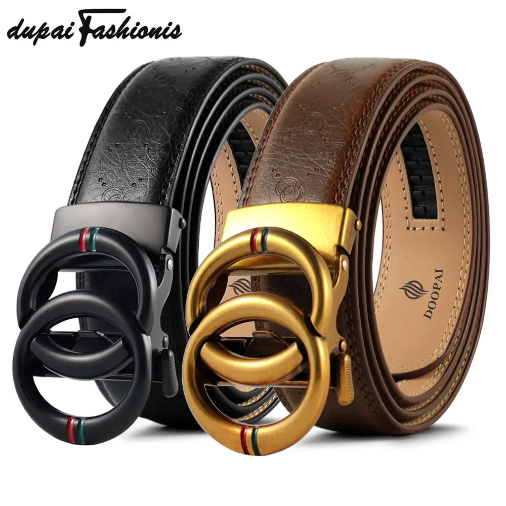 Ceinture en cuir pour hommes, cuir de vachette automatique, marque renommée, ceinture d'affaires pour hommes, ceinture en alliage pour jeans, environnement 3.8