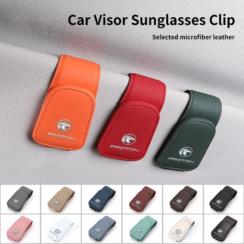 Car Visor Glasses Holder Leather Metal Sunglasses Organiser For Proton Exora Iriz R3 Wira Saga Satria Magma X50 V6 X70 L3 L5