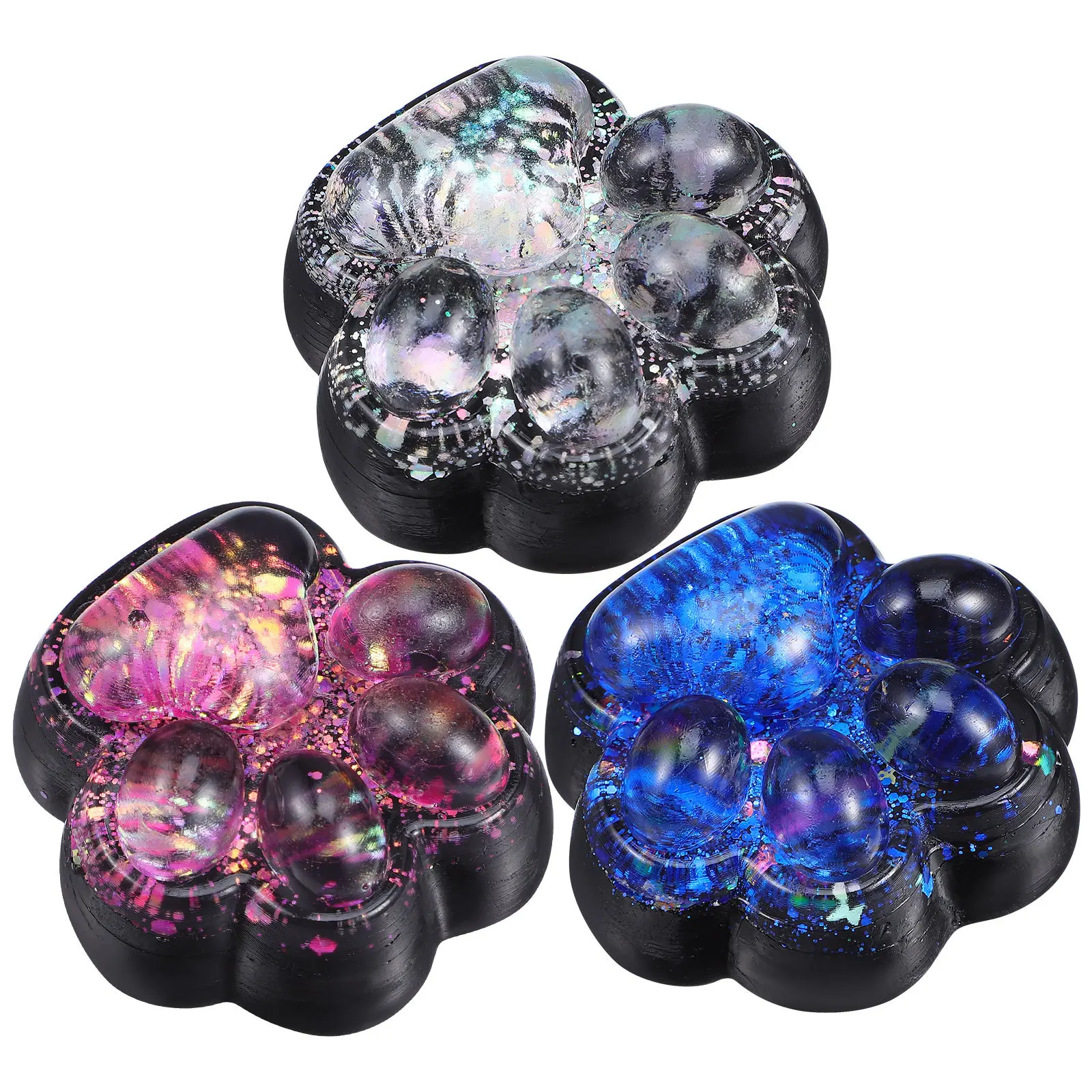 3 pçs gato preto mole bonito pata squeeze alívio do estresse sensorial fidget para crianças adultos mesa de escritório festa diversão pequeno novidade presente