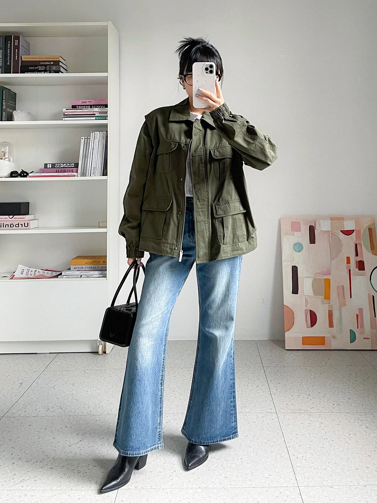 

Джинсы-колокольчики с высокой талией в стиле ретро, женские осенне-зимние утягивающие длинные брюки, удобные хлопковые эластичные джинсовые узкие брюки