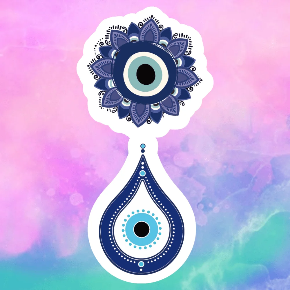 5 autocollants Evil Eye et goutte d'eau, qui symbolisent le blocage de l'énergie négative et la protection de soi.
