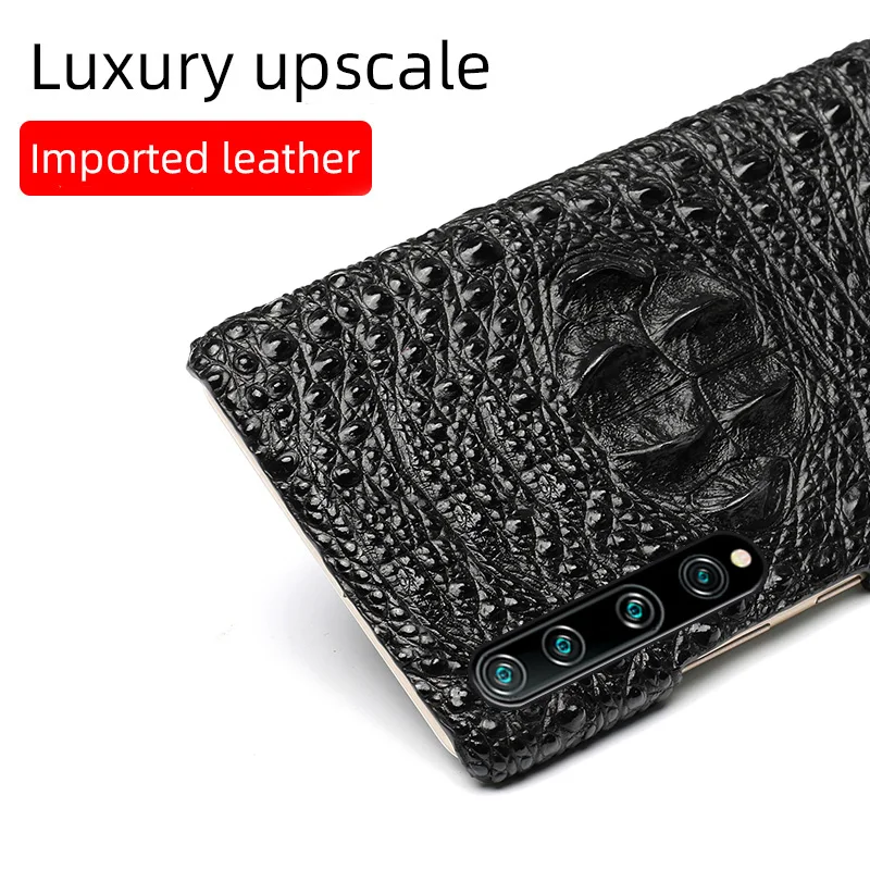 LANGSIDI Men business Leather case for Xiaomi mi 10 10pro shockproof Fashion fundas cover Luxury crocodile leather coque capas