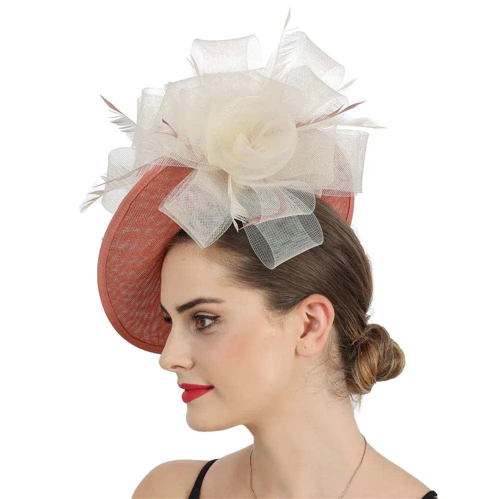 Moda nowa siateczkowa kwiat Fascinator kapelusz spinka do włosów eleganckie kobiety fantazyjne pokaż imprezowa, koktajlowa siatki akcesoria do włosów kapelusz ślubny spinka do włosów