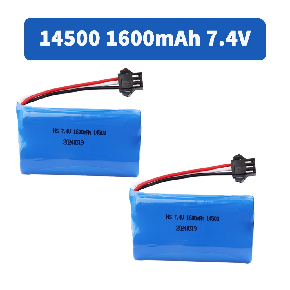 14500 Lipo battery SM-3P Plug 7.4V 1600mah for remote control helicopter boat car model water bullet guns toys accessories