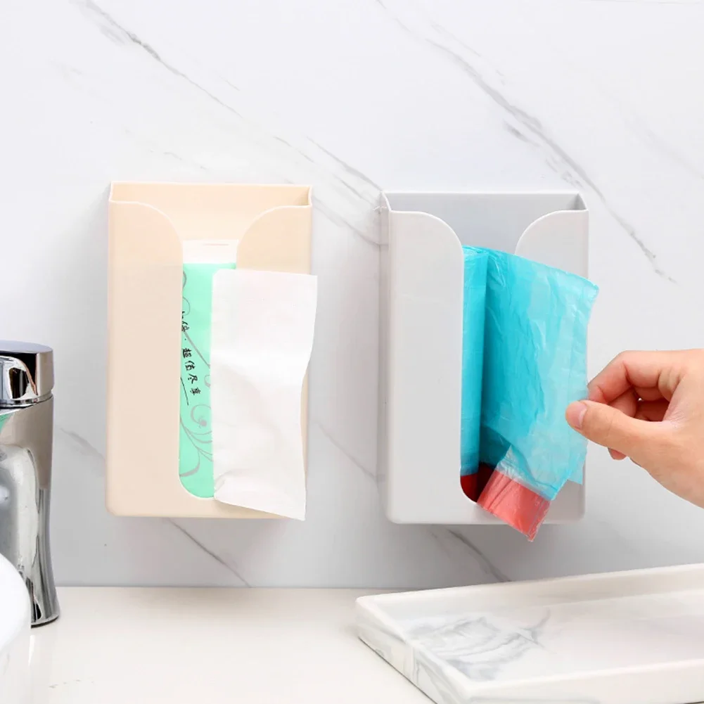 Wall-mounted Tissue Box Napkin Holders Self-adhesive Paper Towel Case Punch Free Removable Paper Box Space-saving Waterproof