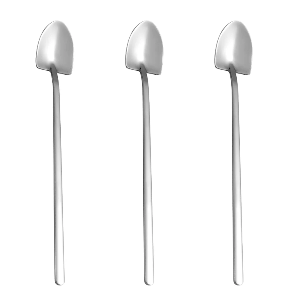 

3pcs Stainless Steel Ice Cream Scoop Spoons Long Handle Portable Reusable Eco Friendly For Home Bar Cafe