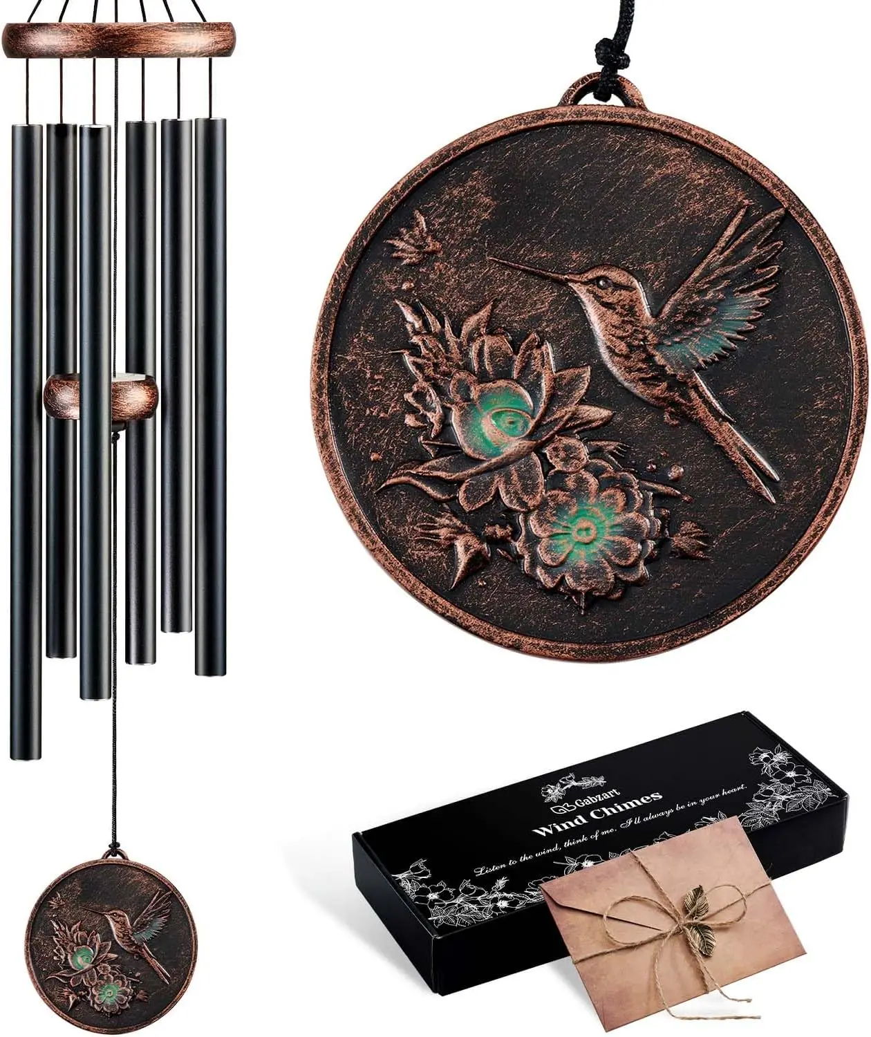 

Wind Chimes for Outside, Vintage Hummingbird Deep Tone Wind Chime, Large Outdoor Hanging Decor for Patio Porch Balcony Garden