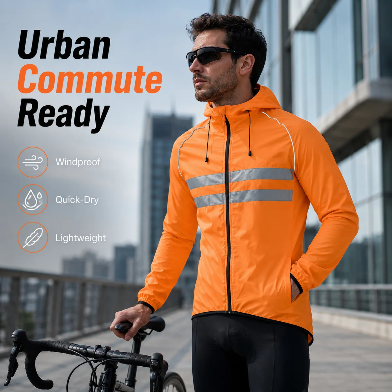 Fahrradjacke Reflektierend Winddicht Wasserdicht MTB Langarm-Fahrradtrikot Outdoor Straßen-Nachtfahrt Pendler-Team Club-Design – Detail 14