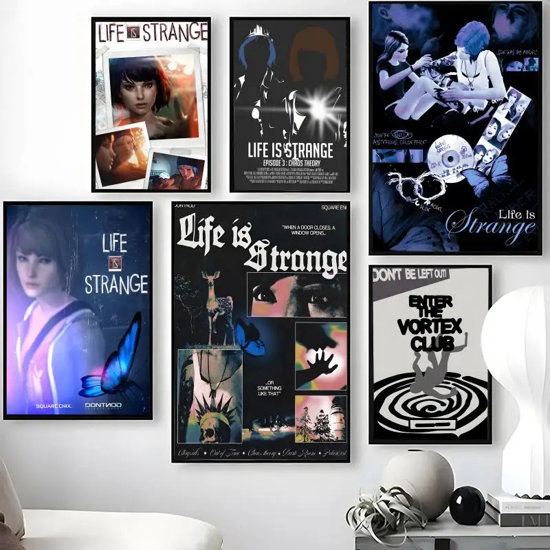 Game L-Life Is S-Strange Poster Waterproof Self-Stick Wall Art Stickers, Removable Wall Decor for Living Room and Bedroom