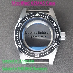 Boîtier de montre de plongée en verre cristal saphir à bulles modifié, alimenté par SeATM, mouvement MAS, cadran de 28.5mm, 40mm, NH34, NH35, NH36, NH38