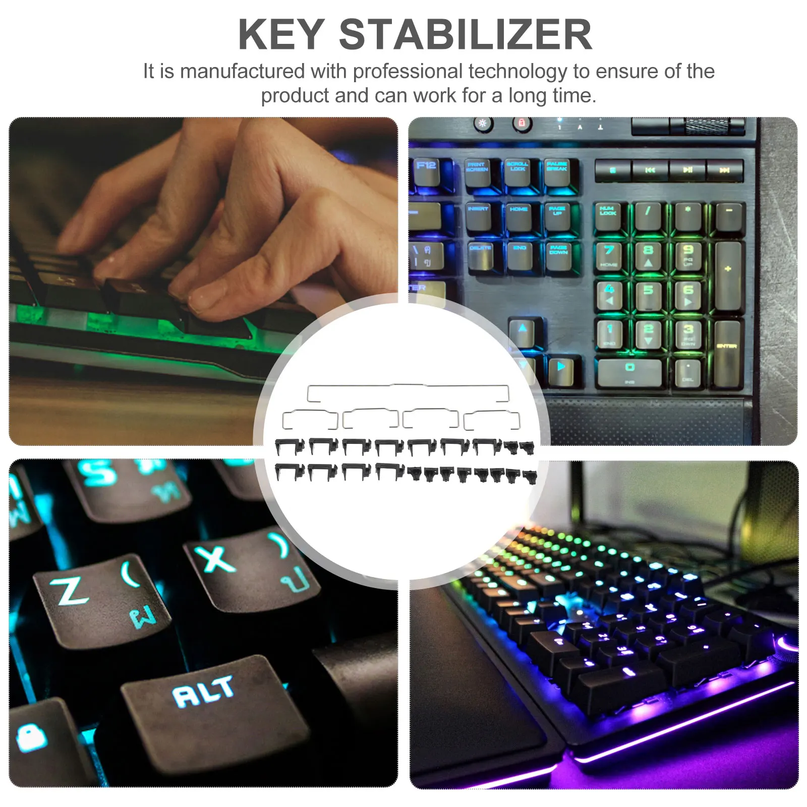 

1 Set 6.25+4X2U Key Stabilizer Kit For Gh60 87-Keyless Keyboard Space Bar Replacement Raised Wire Stabilizer Housing Mechanical