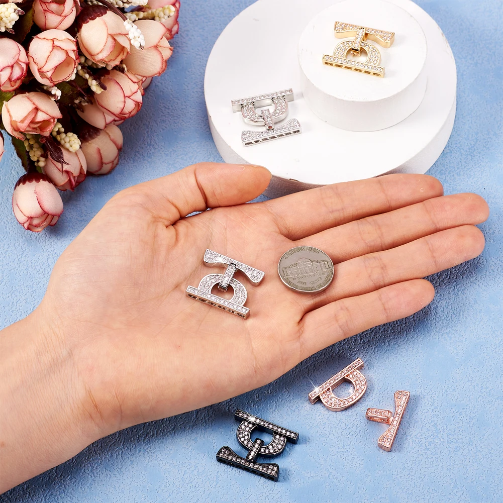 5Sets Brass Micro Pave Cubic Zirconia Fold Over Clasps 25x20x4mm For DIY Bracelet Necklace Jewelry End Connector Accessories