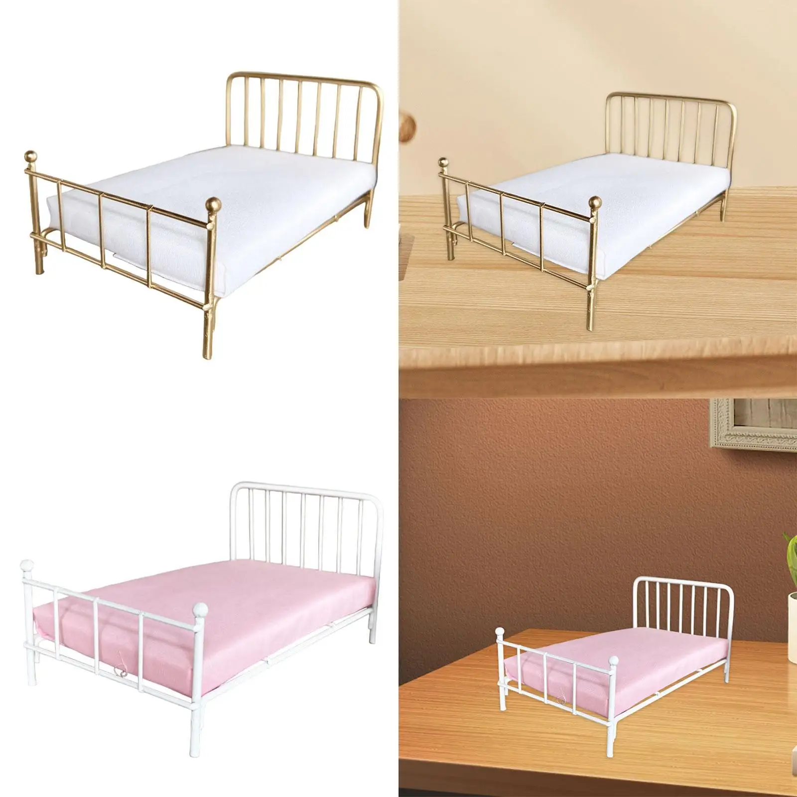 Łóżko do domku dla lalek w skali 1/12, dekoracja do domku dla lalek, symulacja DIY, rustykalny domek dla lalek