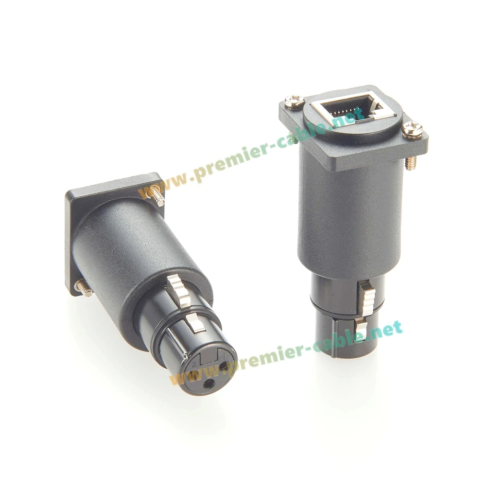 D نوع DMX512 XLR 3Pin أنثى إلى RJ45 8P8C شاحن أنثي 1Gbps Cat5e إيثرنت الحاجز Feedthru شفة لوحة جبل للمرحلة