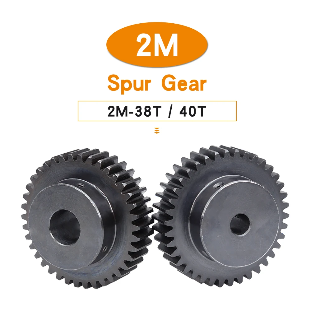 Motor Gear 2M-38T/40T Bore Size 10/12/14/15/16/17/19/20/25 mm Gear Wheel Blackening SC45#Carbon Steel Teeth Height 20mm