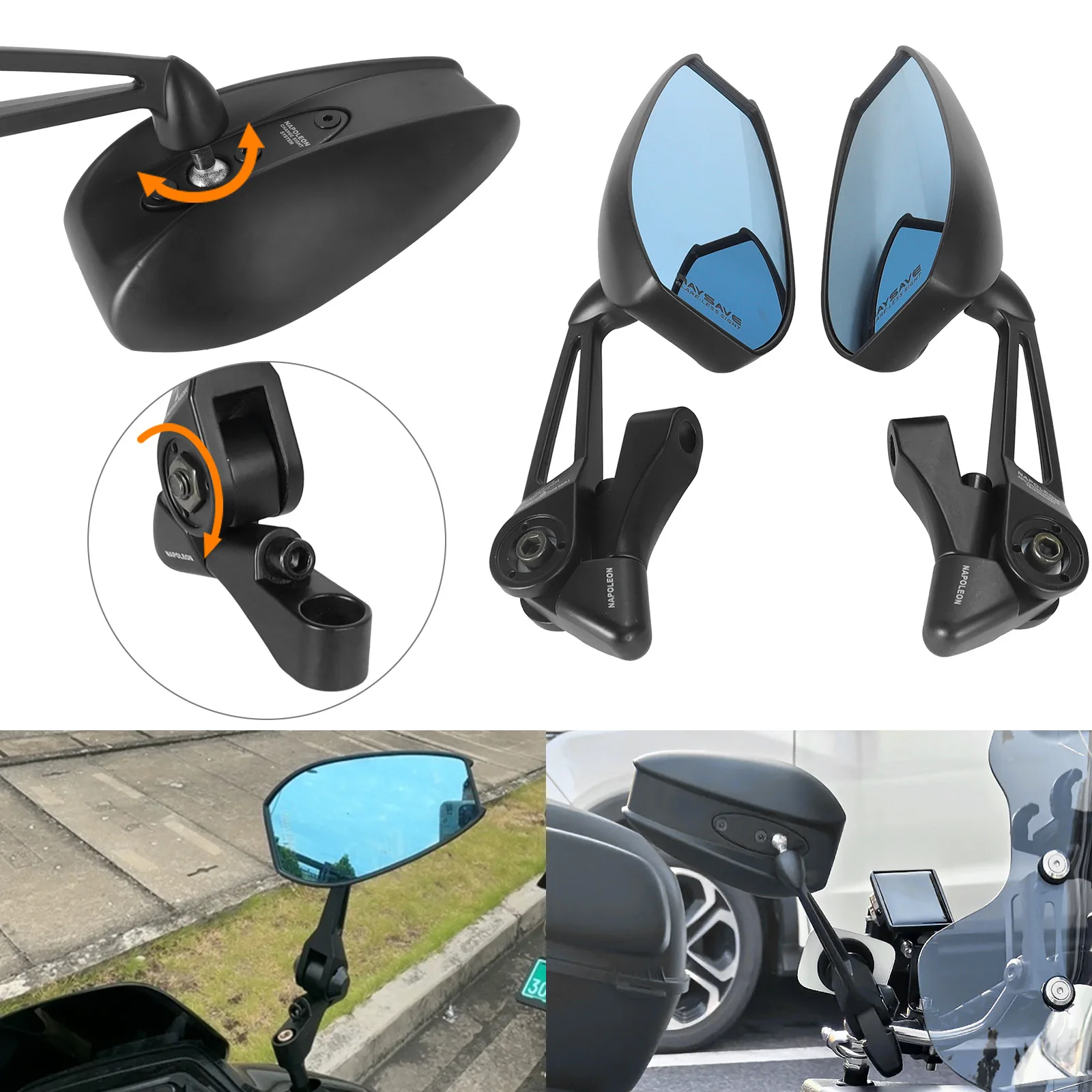 

AOS4 rearview mirror electric bicycle rearview mirror blue light mirror modified reflector