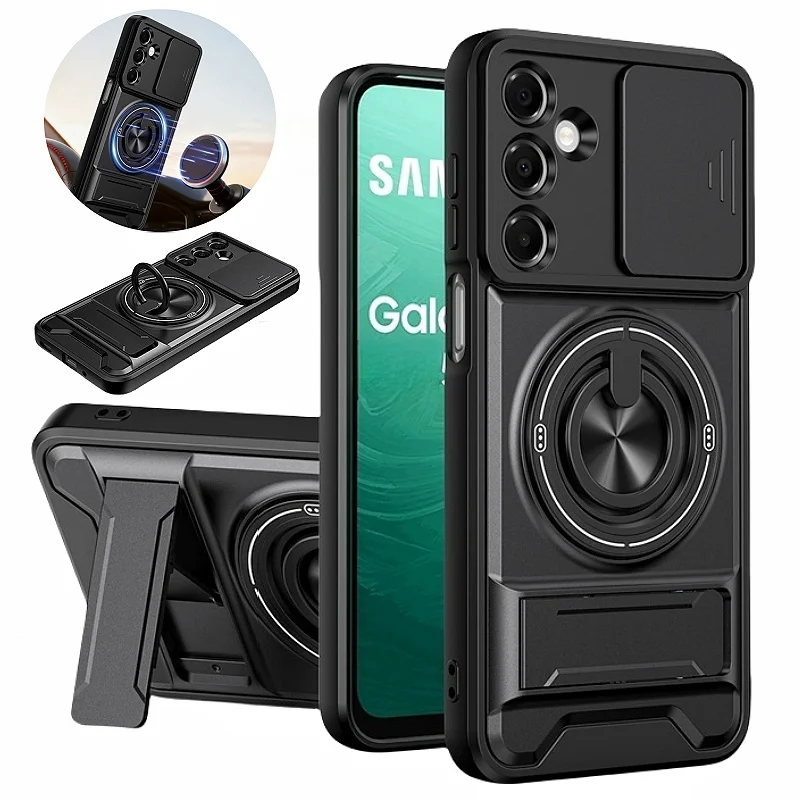 Armor Case For Samsung Galaxy A37 A56 A36 A16 A26 A06 A17 A55 A35 A25 A15 A07 5G Magnetic Stand Holder Ring Lens Protect Cover