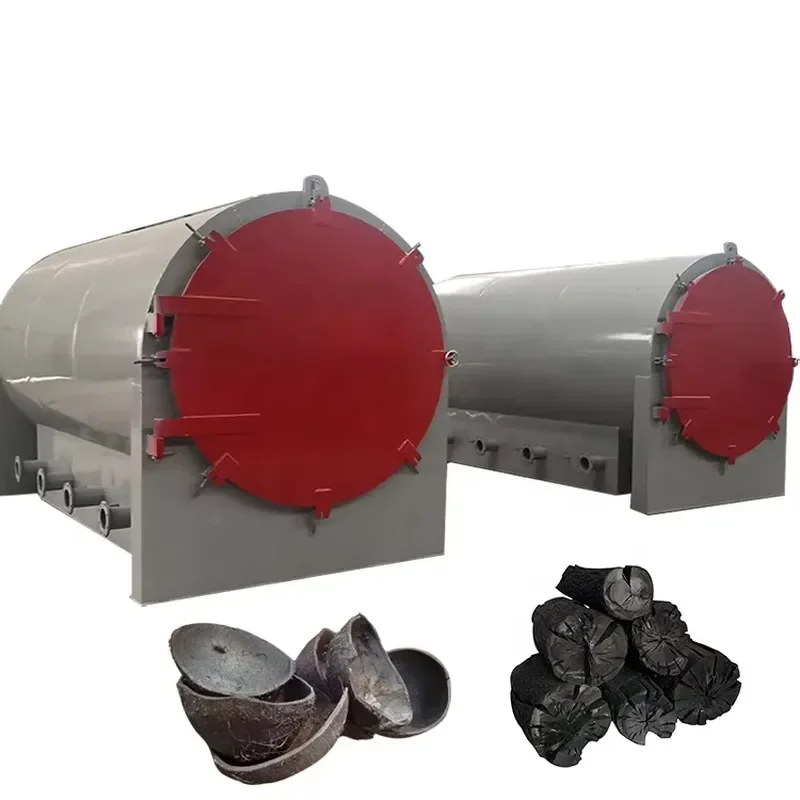 Factory Price Horizontal case Palm Kernel Shell Raw Log Wood Carbonization Furnace Stove With Smoke Recovery System