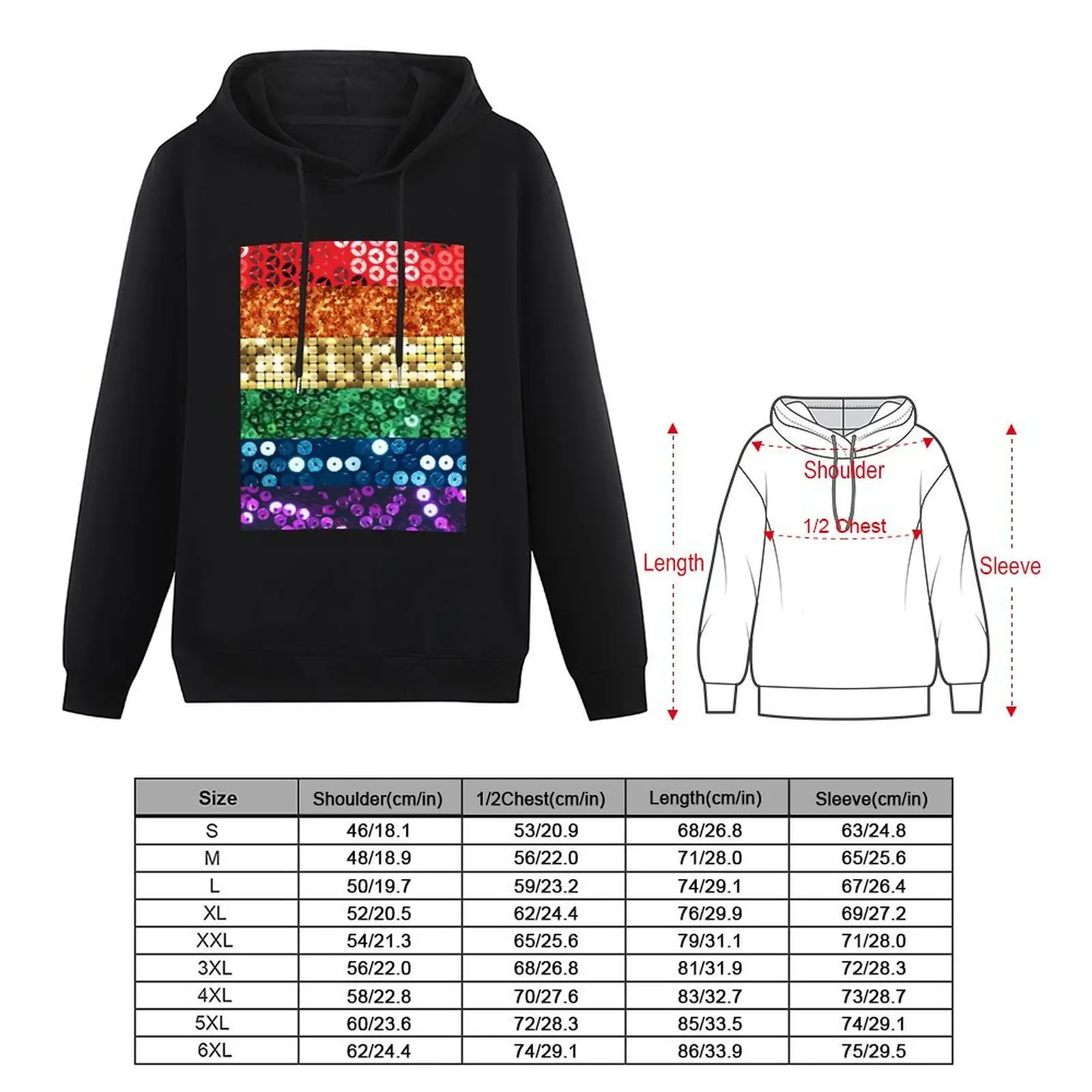 sequin print pride flag Hoodie fashion men korean style clothes anime clothing hoodie man