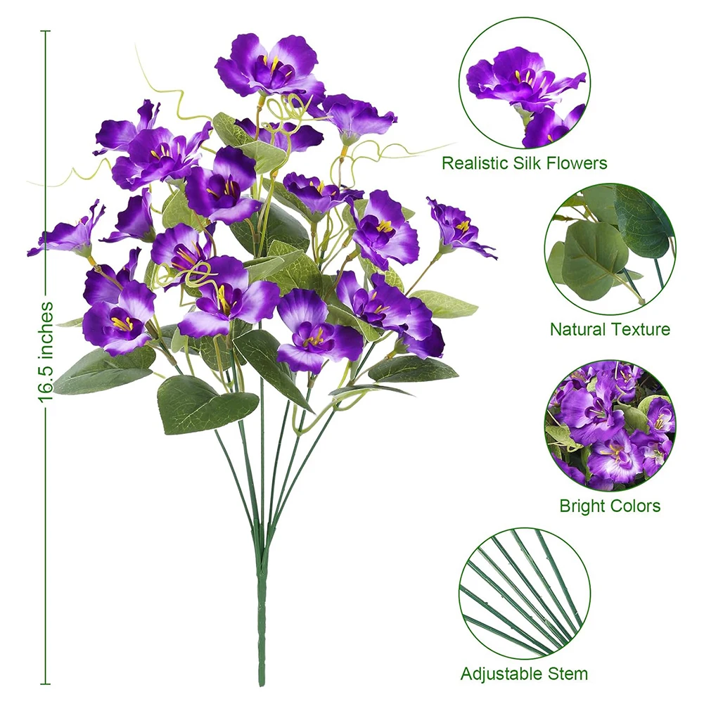 8 حزم من زهور الكركديه الاصطناعية بطول 16 5 بوصات من الحرير الصناعي المقاوم للأشعة فوق البنفسجية للداخلية والخارجية للديكور