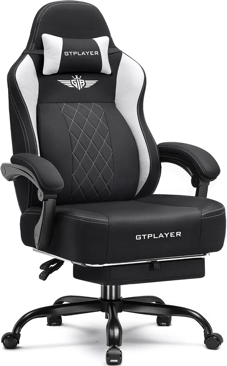 Big and Tall Gaming Chair Breathable Fabric Computer Chair with Strong Lumbar Support, Comfortable Office Chairs with Pocket Spr