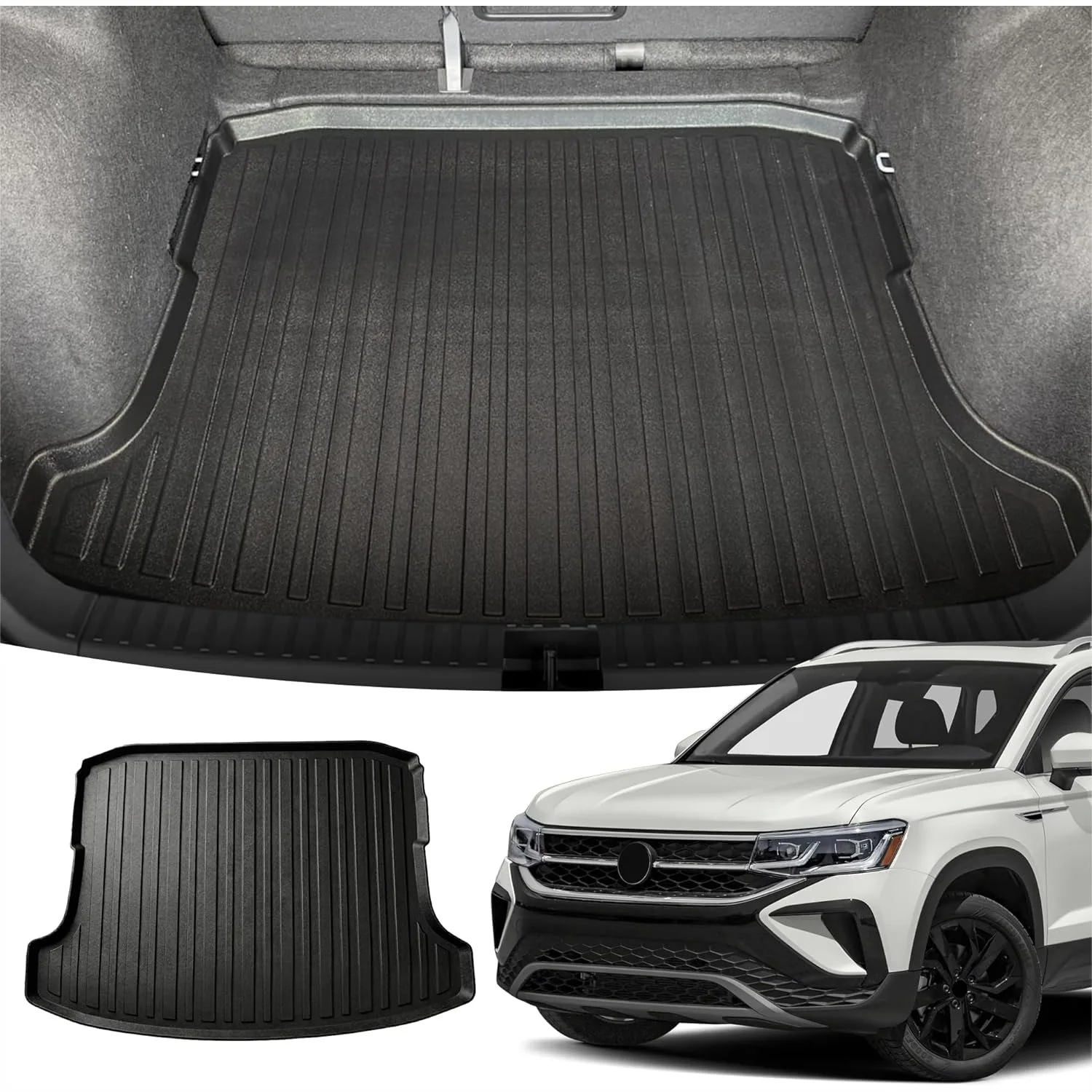 

Custom Fit Cargo Liner for Volkswagen Taos 2022-2026 Front Wheel Drive Only - 3D Shaped Trunk Mat with Raised Lip, All-Season
