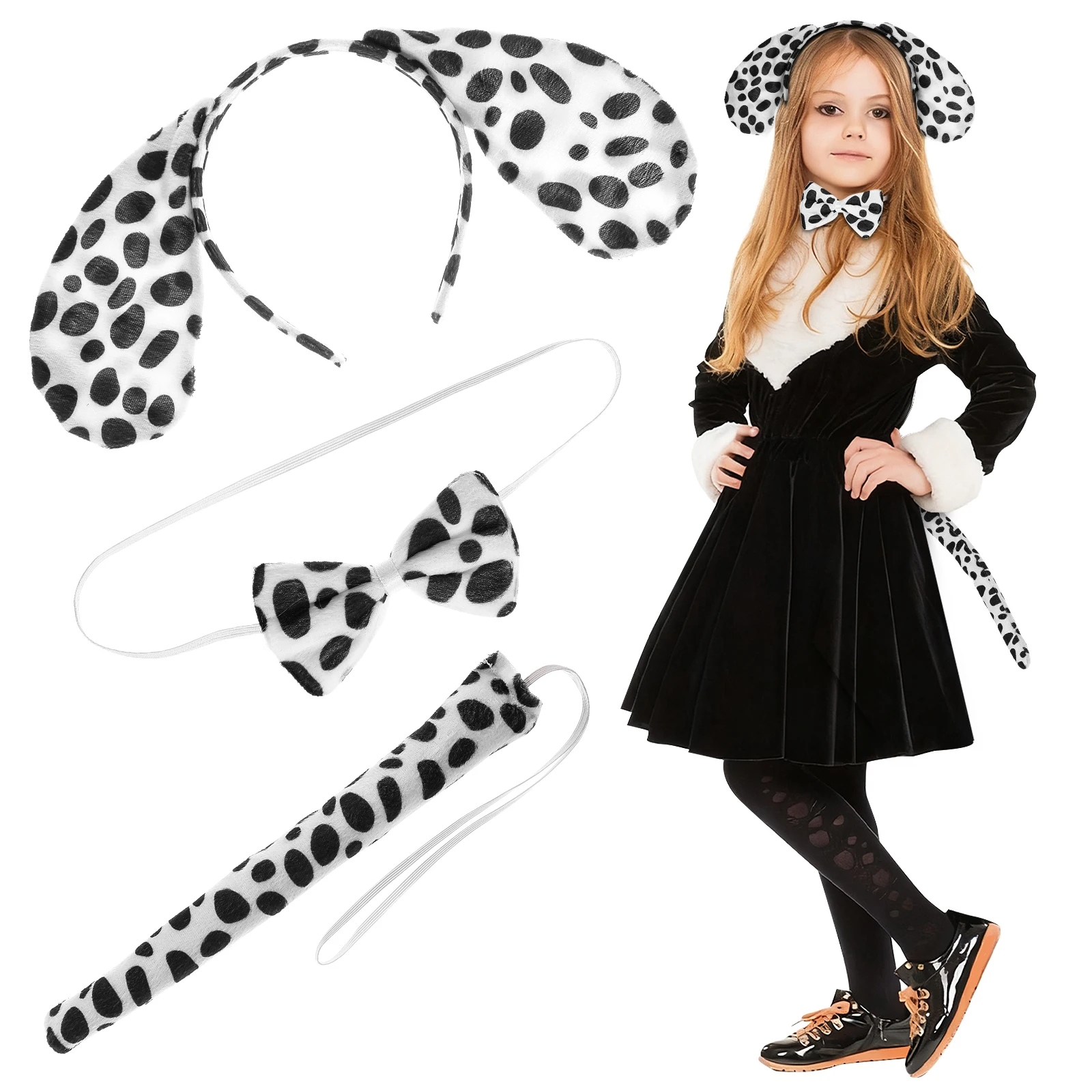 2 set 2 Sets Ear Headbands Bow Ties Tails Halloween Costume Accessories For Adults Cosplay Party Decoration Dog