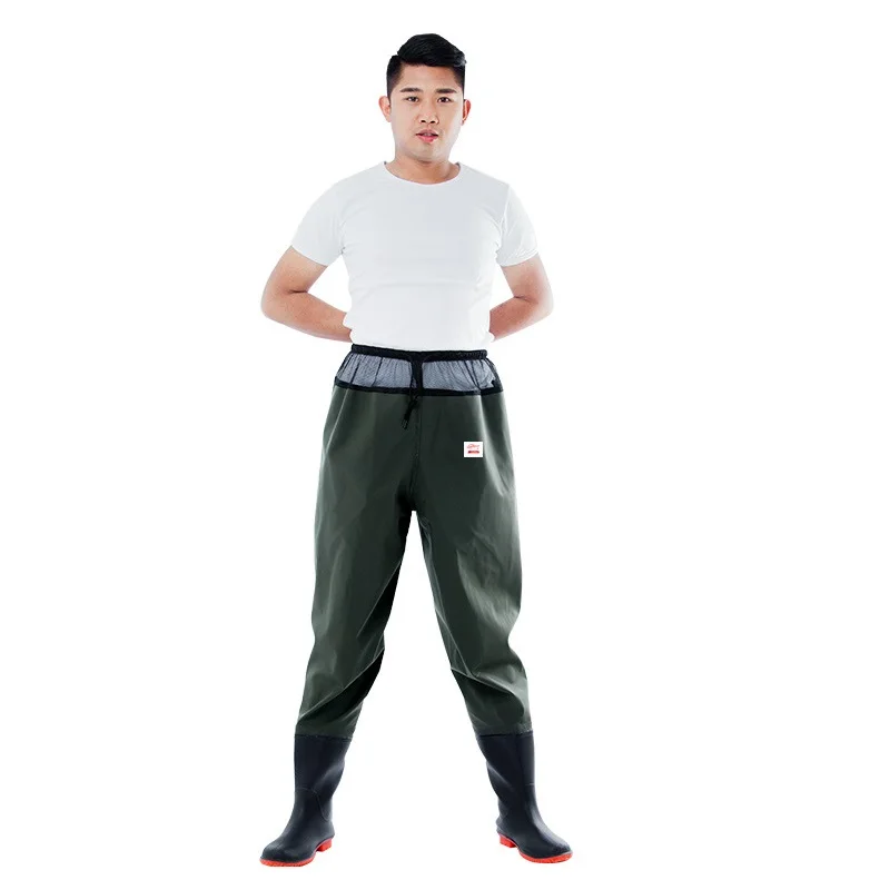 Breathable Waterproof Fishing Waders High Waist Wader Hunting Wading Pants Long Leg Pants PVC Fishing Pants Fishing Clothing