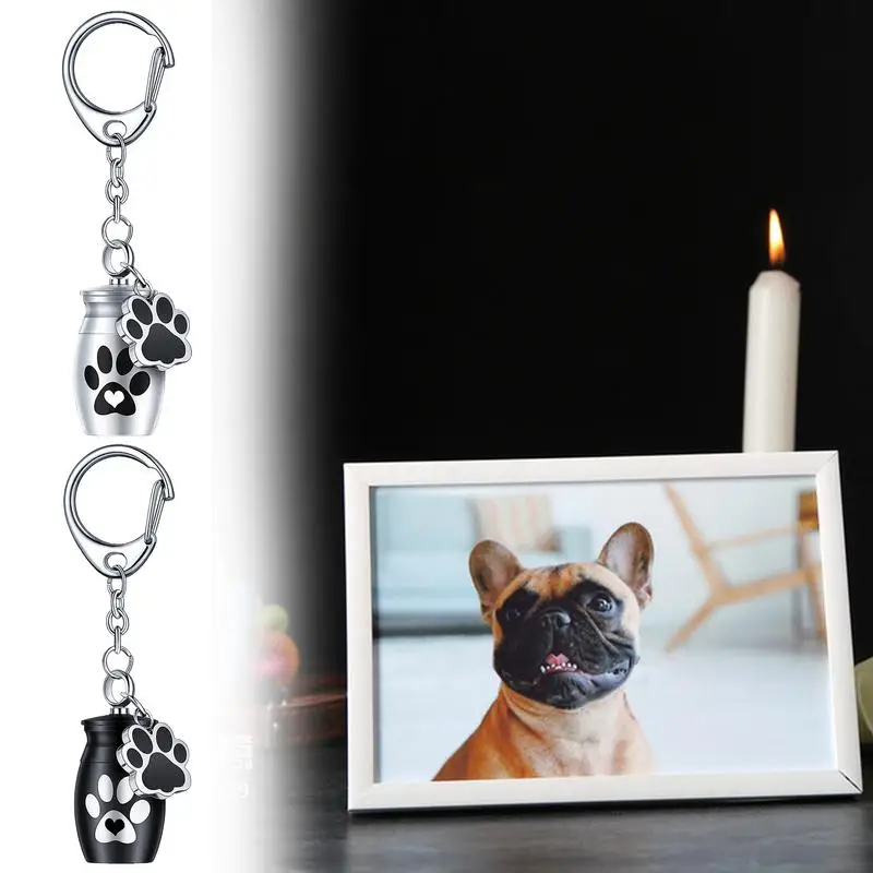 

Pets Urn Keychain Paw Print Keyring Cremation Ashes Pendant Dog Paw Charm Ashes Holder Memorial Keepsake Urn For Puppy Kitten