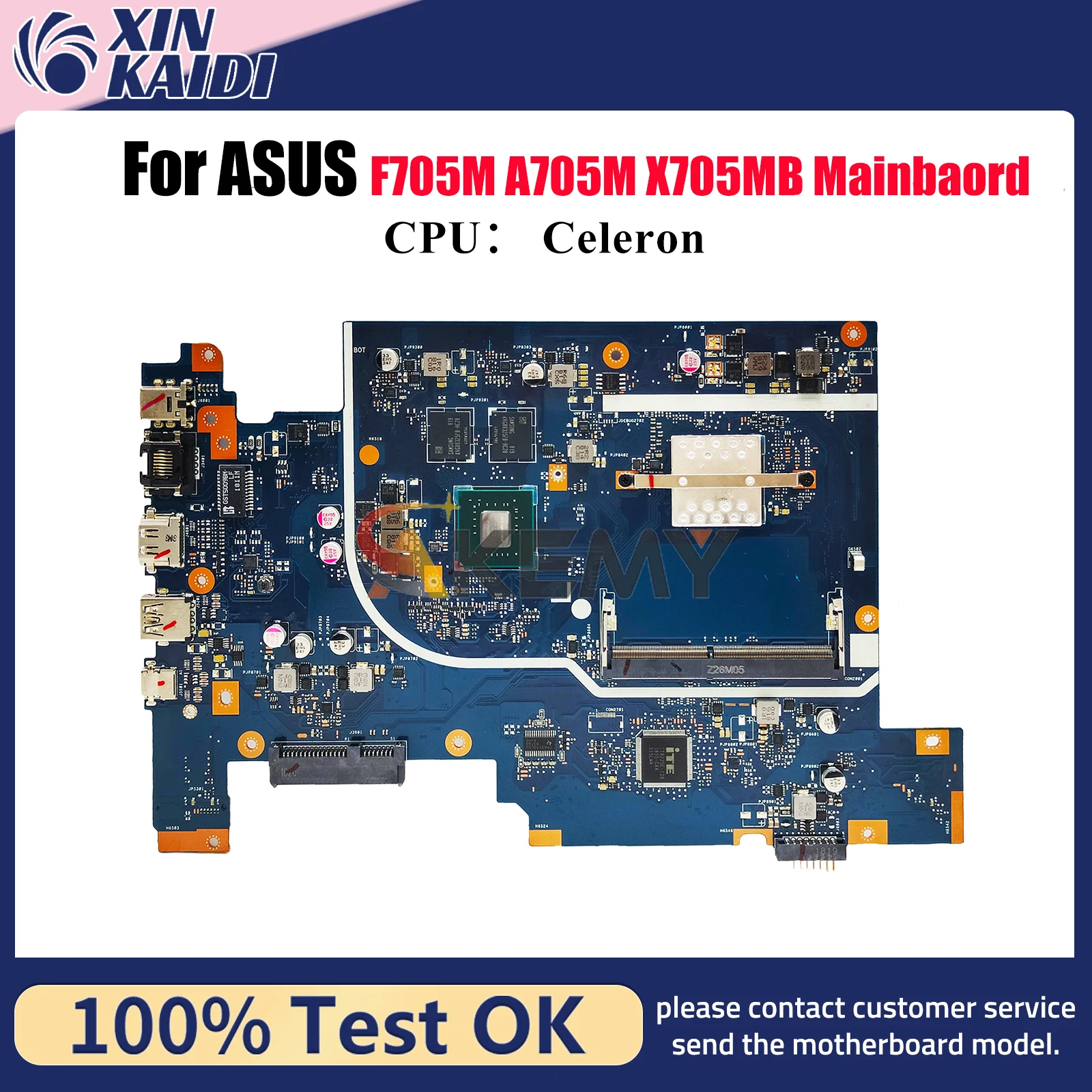 

X705MB Laptop Motherboard For ASUS VivoBook F705M A705M X705M X705MB Notebook Mainboard With Celeron CPU 100% tests OK fast ship