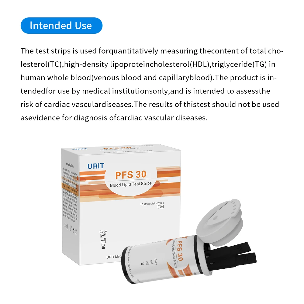 PFS-30 5in1 Lipid Analyzer Test Strips Total Cholesterol (tc) High Density Lipoprotein Cholesterol (hdl) 5/10/20/40 Paper