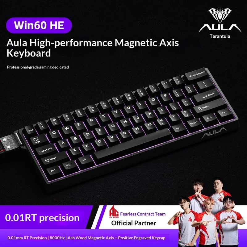 Aula Win60 Magnetic Switch Mechanical Keyboard Rgb 8khz Polling Rate 0.01mm Precision No Dead Zone Custom Gaming Esports For Pc