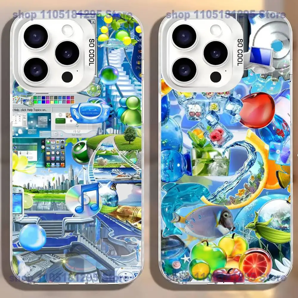 Frutiger Aero Phone Case For iPhone17,16,15,14,13,12,11,Mini,Pro,SE,MAX,plus,White Matte Shockproof Cover