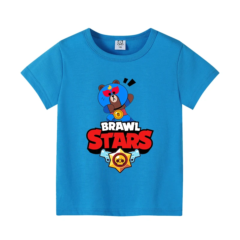 New Game Figure Kids T-shirt Anime Cartoon Leon Poco Crow Short Sleeved Pullover Boy Girl Summer Casual Tops Child Clothes Gifts