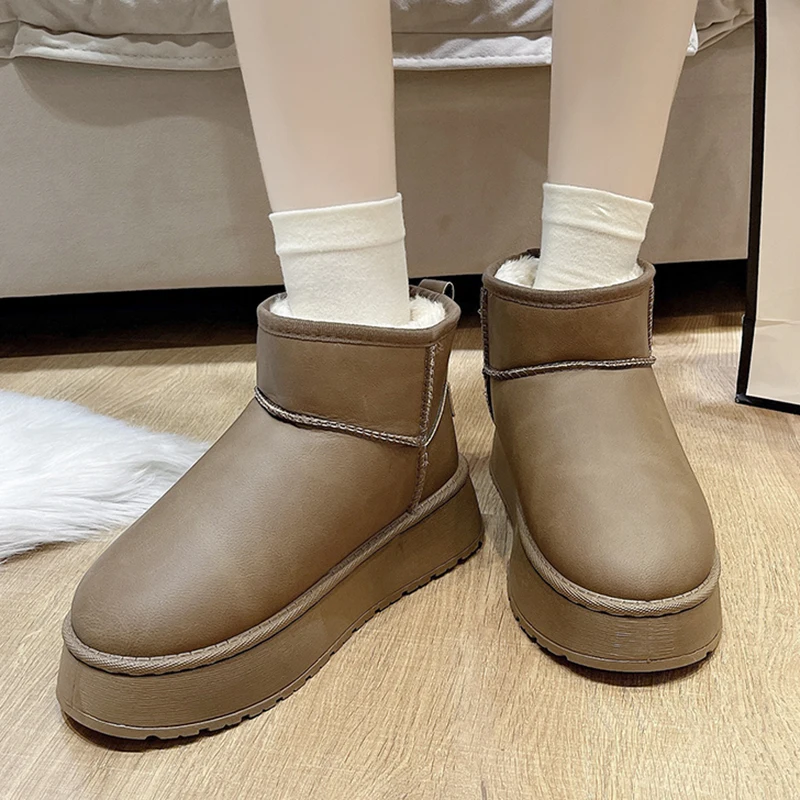 Plus Size 42 Thicken Plush Snow Boots Women 2026 Waterproof Thick Bottom Winter Boots Woman Slip On Warm Cotton Padded Shoes view 2