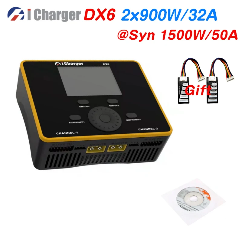 iCharger DX6 DC 900W 32A Dual Channel High Power Balance Charger Discharger for LiPo Lilo LiFe LiVH LTO NiZn NiMH Battery